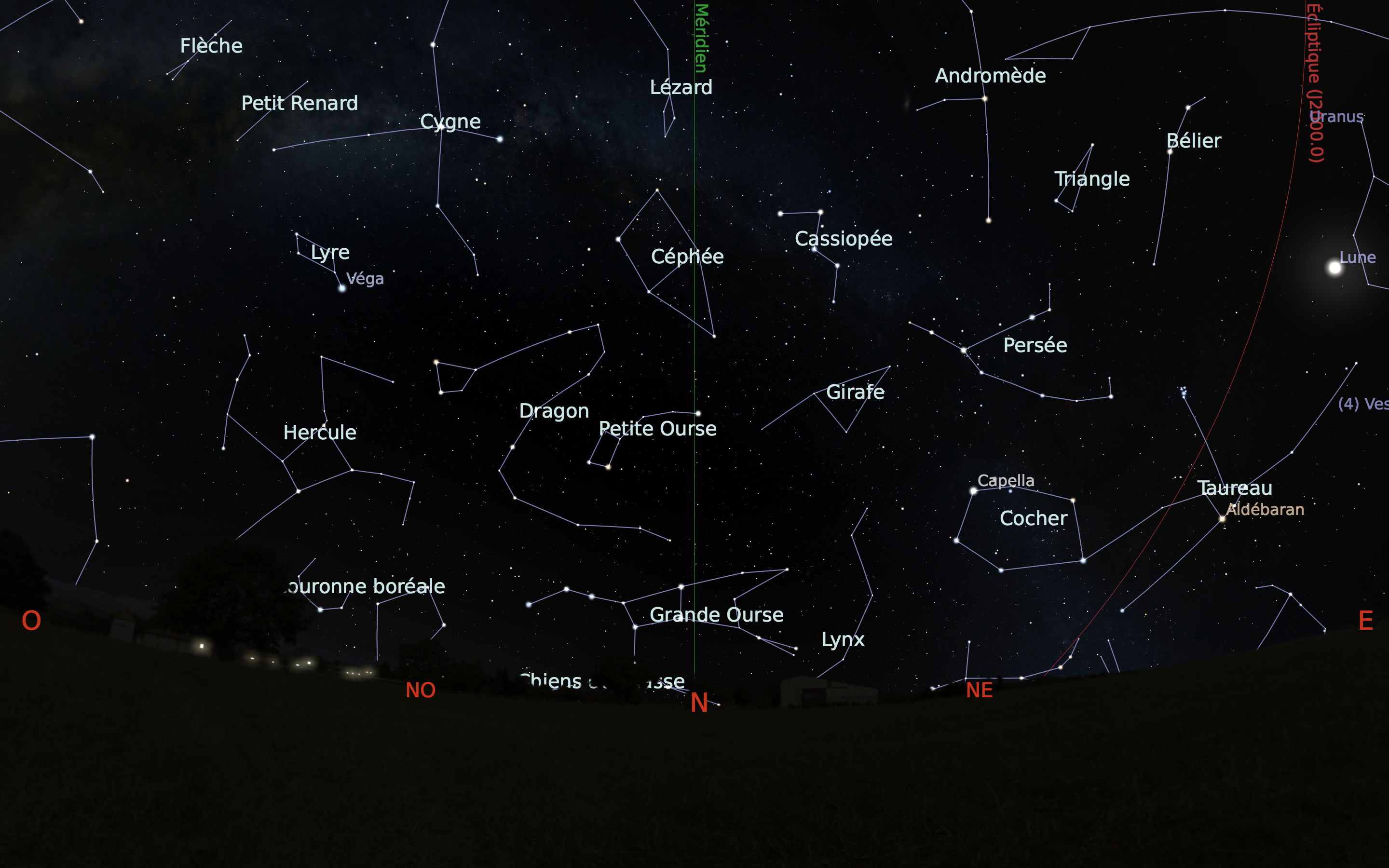 carte du ciel nord du mois de octobre