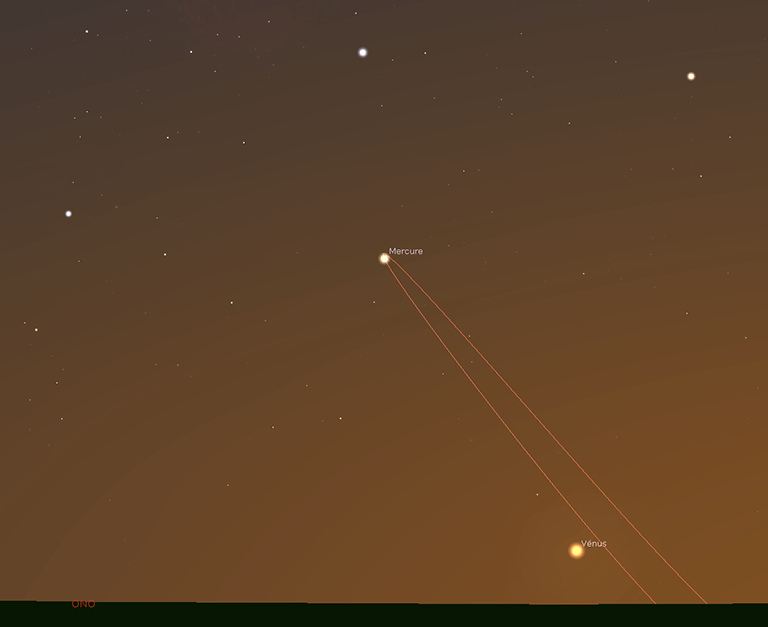 Mercure le 17 mai 2021, jour de son élongation maximale, à 22 h 30 min en Temps légal français