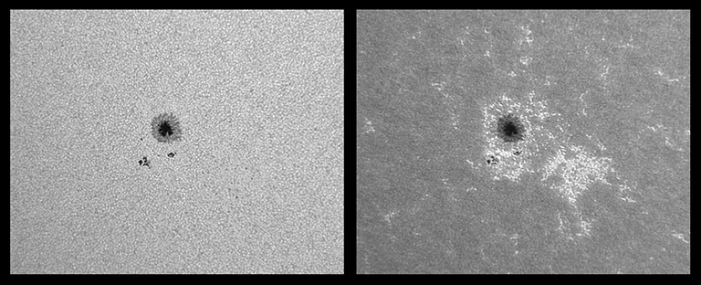 Zones actives dans différentes longueurs d’onde