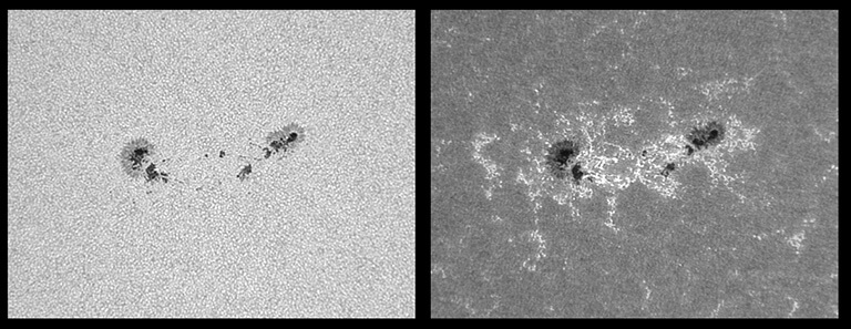 Zones actives dans différentes longueurs d’onde