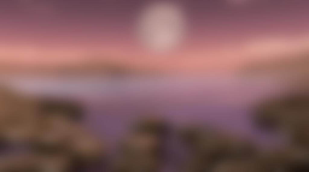 Vue d’artiste d’un paysage de l’Archéen à 3 Ga, avec des formations de stromatolithes au premier plan et une Lune plus proche. Adapté de W.B. Myers, http://www.arcadiastreet.com
