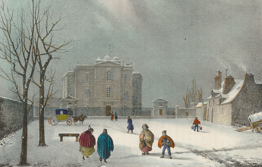 L’Observatoire de Paris sous la neige au XIXe siècle