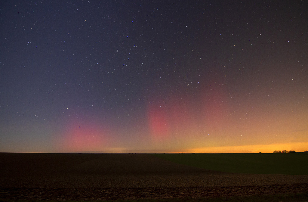 Aurore boréale photographiée le 27 février 2023 depuis Bailleulmont, près d’Arras (Pas-de-Calais)