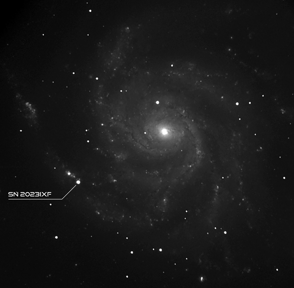 La galaxie M101 contenant la supernova SN 2023 ixf imagée par les étudiants du DU ECU au télescope de 120 cm de l’observatoire de Haute-Provence