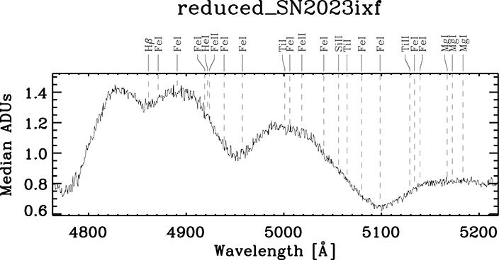 Spectre de la supernova SN 2023 ixf obtenu au télescope de 152 cm de l’observatoire de Haute-Provence